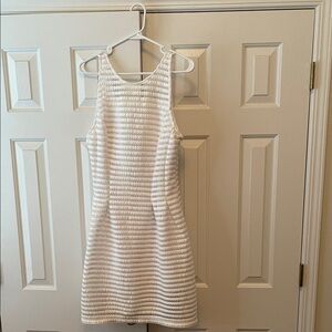 White Striped Sleeveless Dress